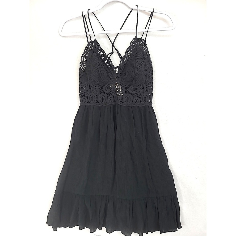 NEW Victoria's Secret PINK Dress Crochet Lace Knee Length NWT Sz S Black Sexy